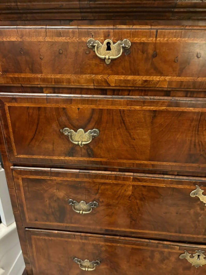 Exceptional Quality Early 18th Century Antique George I Walnut Chest on Stand